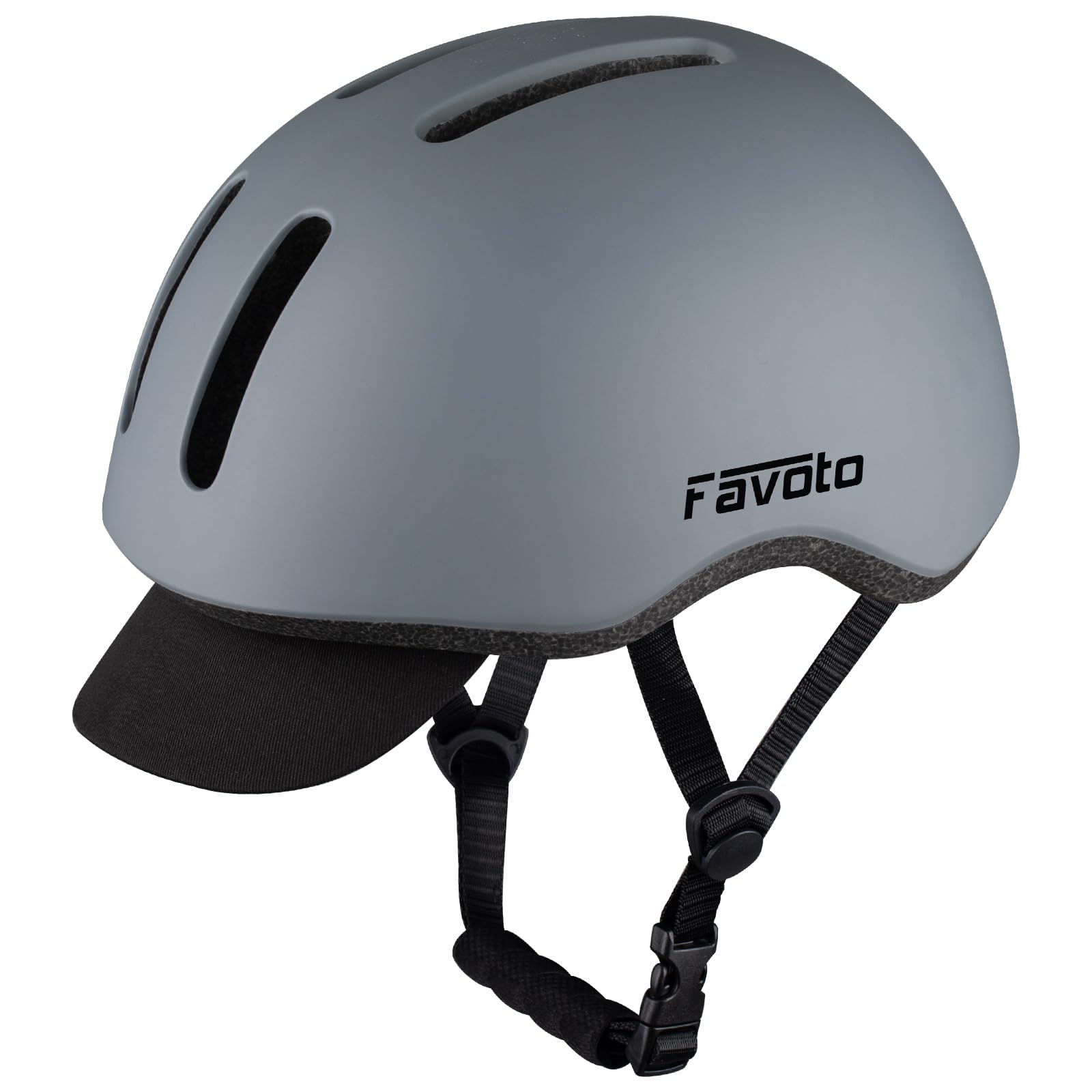 

Favoto Road Bike with Chin Pads and Adjustable Size Detachable CE Certified for City and School Helmet, Impact-Resistant, Breathable, серый