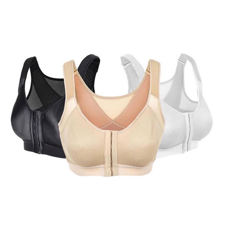 Plus Size Front Closure Sports Bra - Wire-Free, Breathable, Comfortable for Yoga & Running