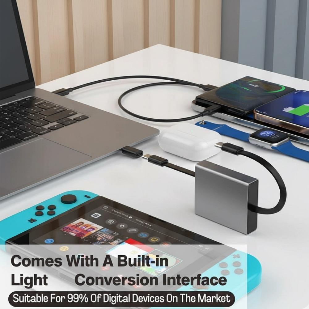 4 In 1 Telescopic Data Cable 66W Fast Charging Cable USB Type C Interface Data Cable For iPhone Mobile iPad Laptops