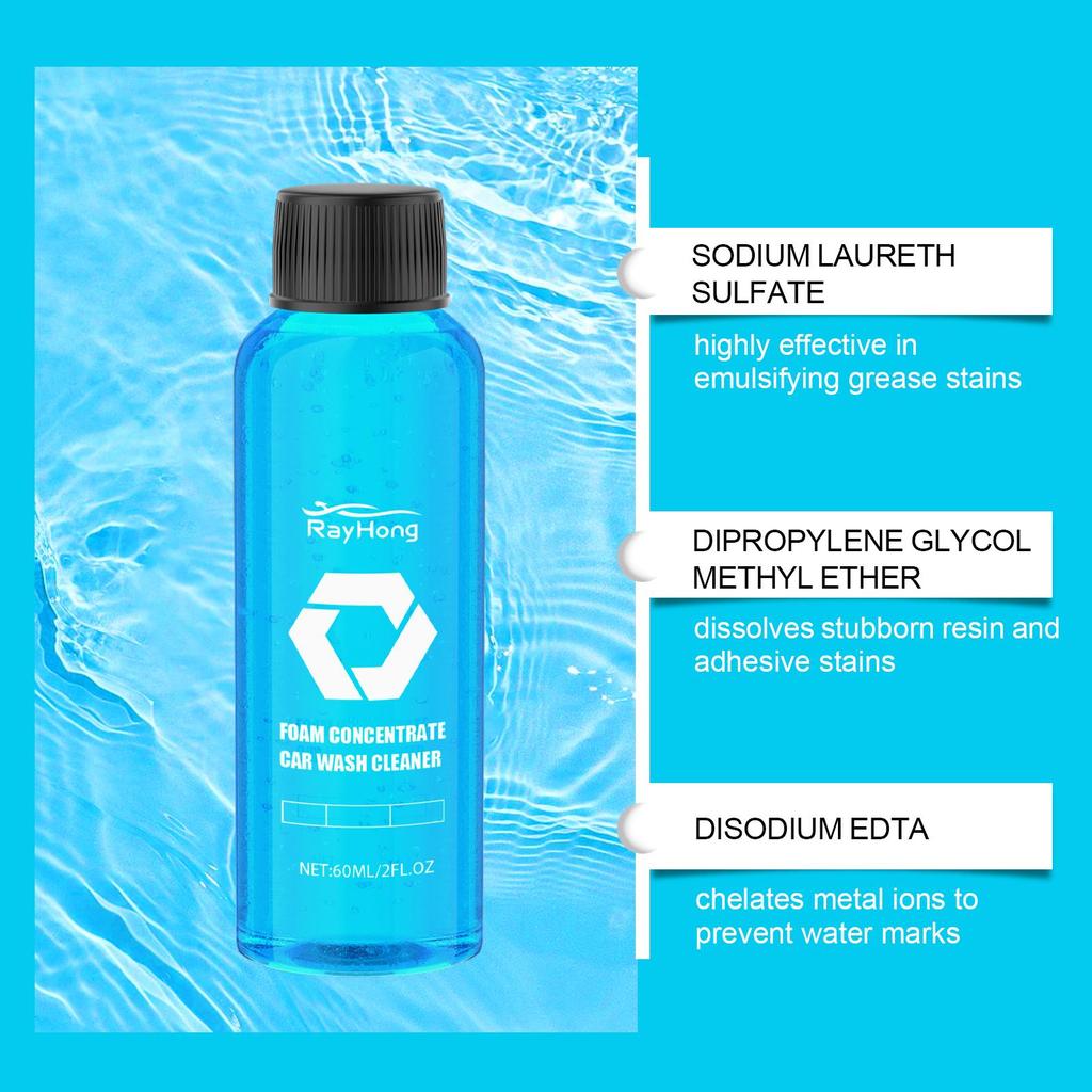 Rayhong Car Wash Cleaner, Car Cleaning and Polishing Waterproof and Stain-Resistant 2-in-1 Universal Cleaning Agent 60ml