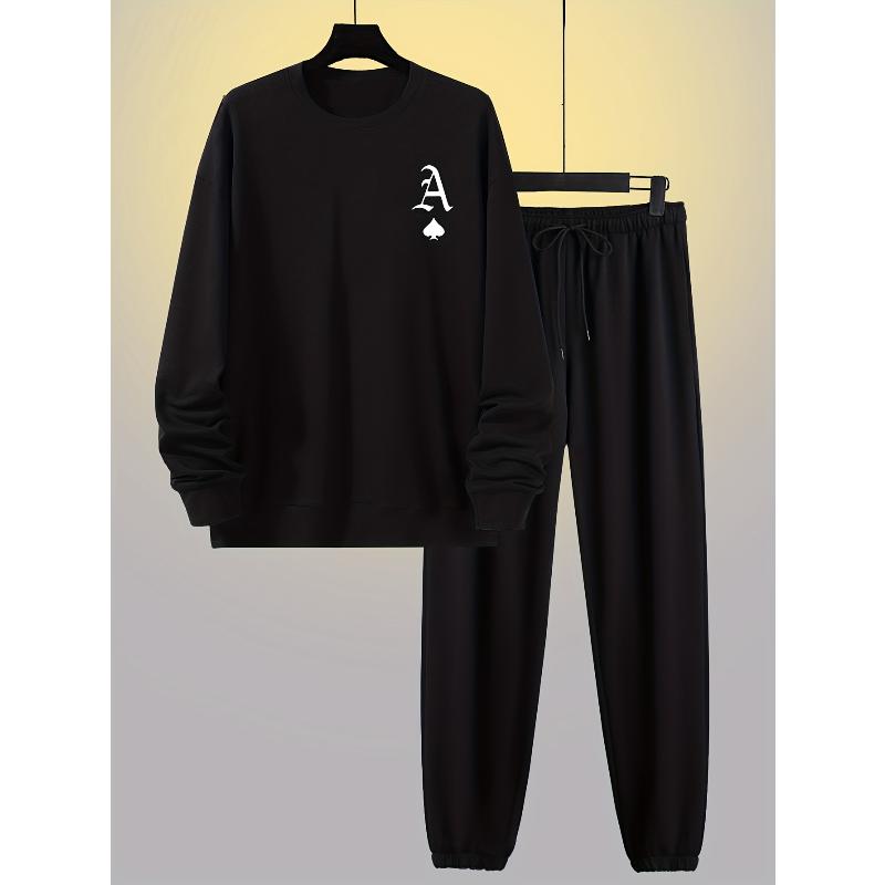 

Women s Casual Tracksuit Crew Neck Pullover Sweatshirt and Elastic Waist Knit Pants L чорний