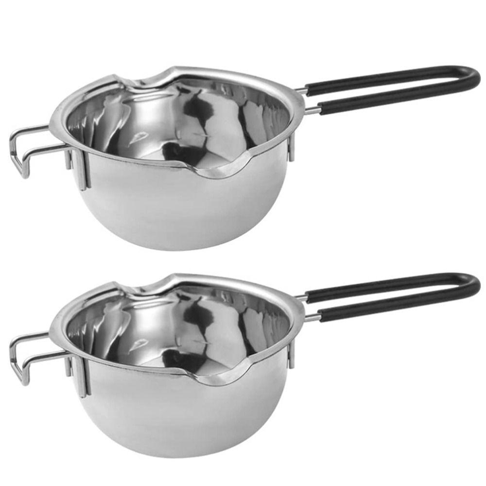 Stainless Steel Universal Melting Pot 400ml Heat-Resistant Handle Butter Melter Pot Double Spouts Large Capacity