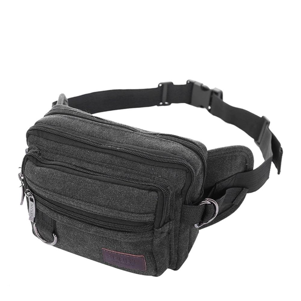Multi-Function Multilayer Waist Packs Large Capacity Fanny Pack Casual Canvas Chest Bag  Unisex