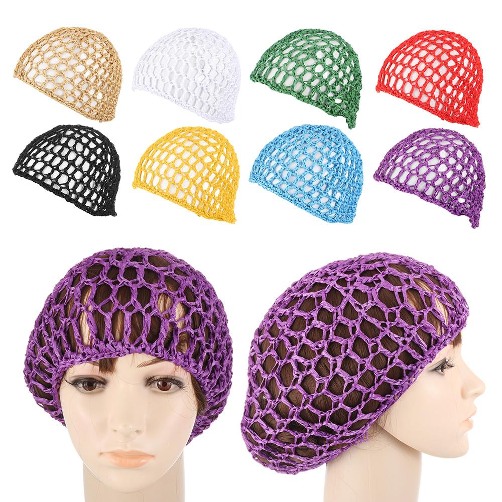 1PC Soft Knit Hair Net Rayon Knit Snood Hat Mesh Hair Care Cap Crochet Sleeping Night Cover Turbans Styling Tool Accessories
