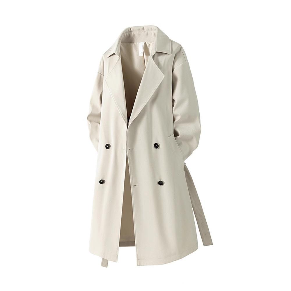 Autumn Mens Long Coat American Streetwear Vintage Over Knee Trench Coat Casual Retro Waterproof Windbreaker