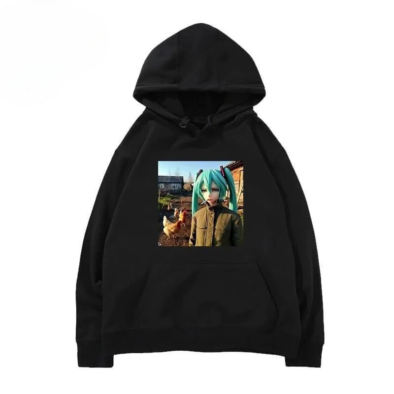 New Design 2025 MINISO - Hatsune Miku Men's Street Style Hoodie S-4XL Sweatshirt Harajuku