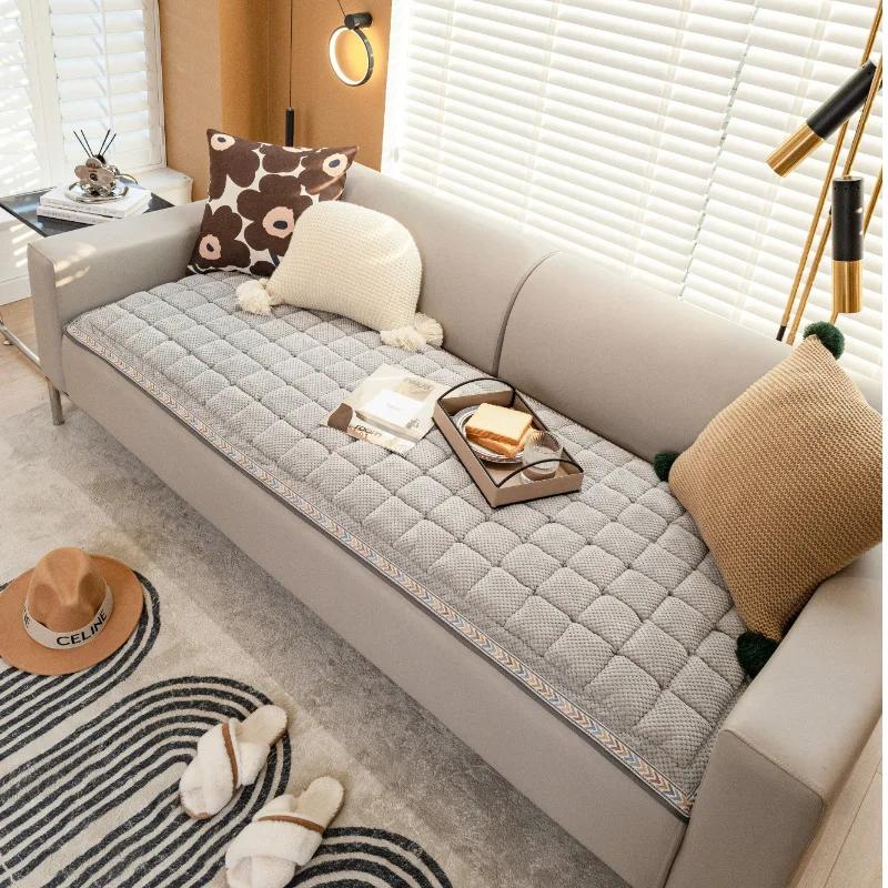 

Противоскользящая универсальная диванная подушка Four Seasons, однотонная шенилловая диванная подушка, универсальная прикроватная подушка Piaochuang Tatami Mat 45x45cm 1pcs