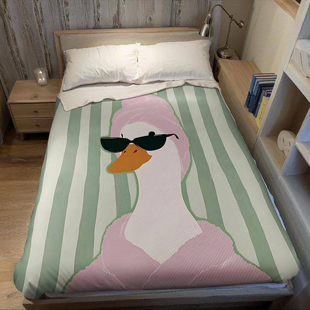 Cute Cool Duck Flannel Blanket Perfect for Sofa Office Bed Travel Sleep Read Relax Camping Four Season Use