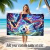 Soccer Theme Beach Towel Personalized Custom Name & Text Soft Quick Dry Beach Towel for Swimming Travel