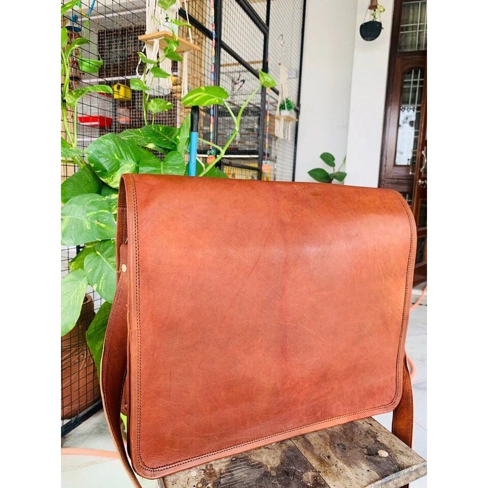 

Рискованная кожаная сумка-мессенджер Настоящая сумка-портфель Натуральный кожаный коричневый портфель для ноутбука Новый 18 x 14 x 6 in