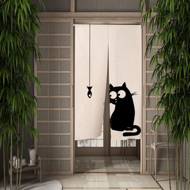 

Японская занавеска для двери Noren Ukiyo-e, цветная занавеска Lucky Cat, окрашенная серия для кухни, спальни, коридора, затенение, вход, настраиваемая 90x180CM