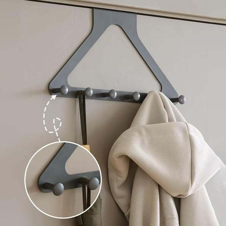 Over The Door Hooks, Door Hanger Hooks for Hanging, Over The Doors Towel Racks for Bathroom with 6 Coat Hook, Coat Rack Dorm