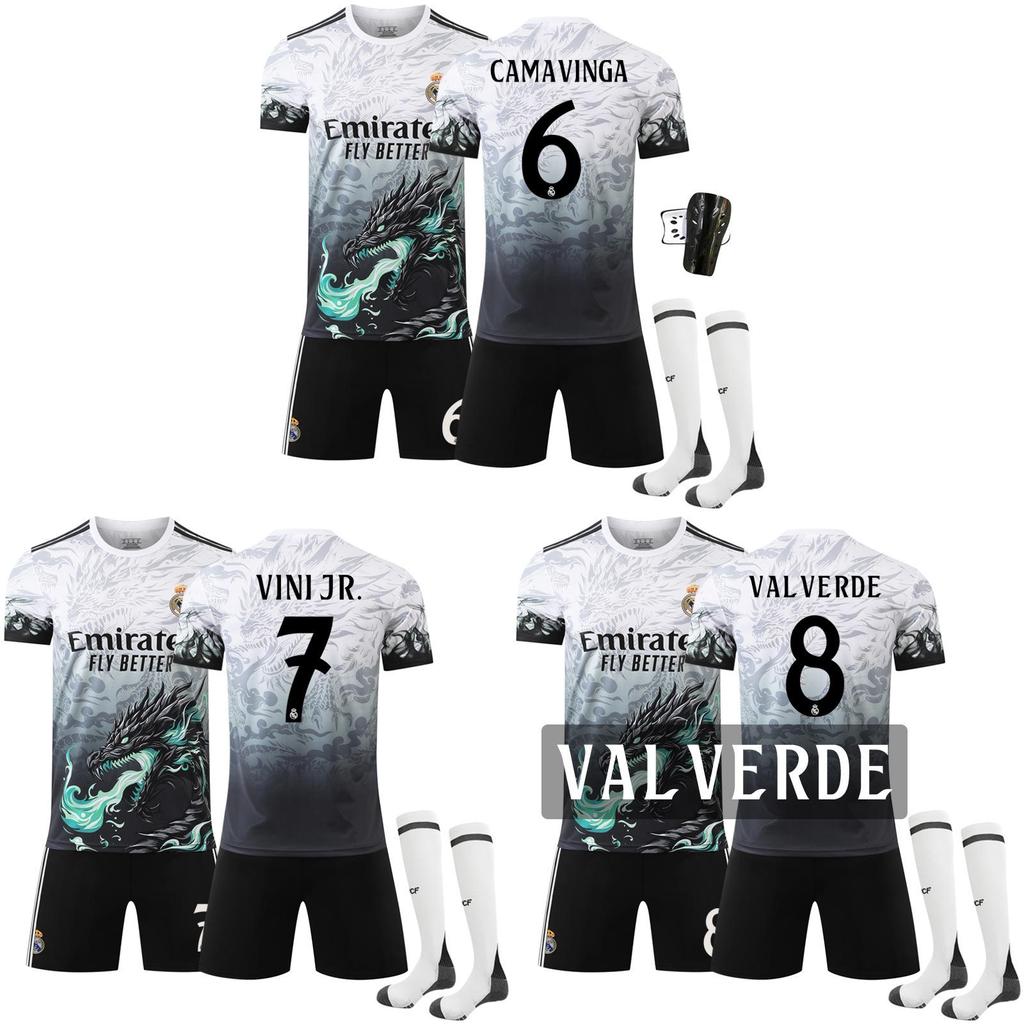Real Madrid No 9 Dragon Pattern Football Jersey With Polyester Fabric For Soccer Fans