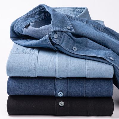 Chemise en jean décontractée à manches longues pour hommes, chemises de travail