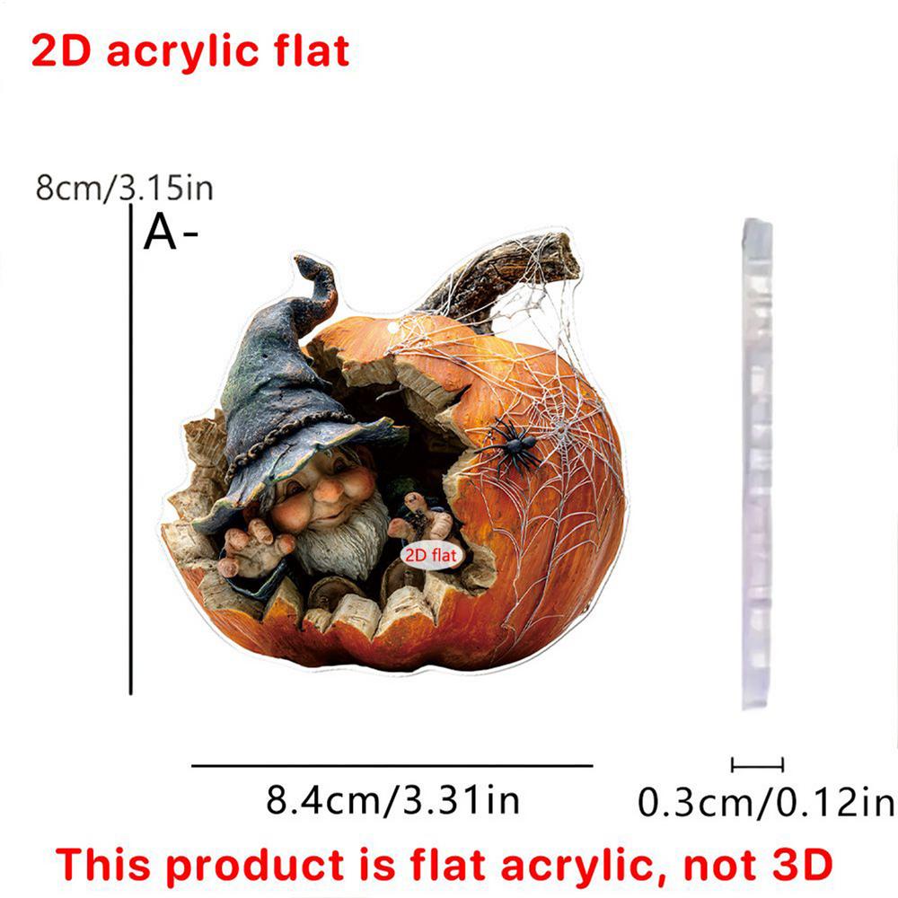 

Halloween Ornaments Gnome Pumpkin Rear View Mirror Accessories 2D Acrylic Halloween Charm Pendant for Tree Door Wall Backpack