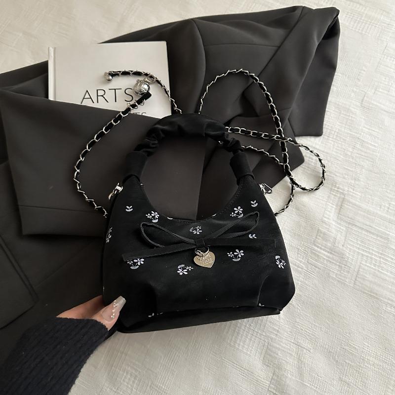 Fashion pleated women s handbag 2 new flower print armpit bag fashion shoulder messenger bag