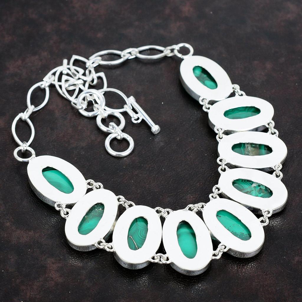 Malachite necklace 925 sterling silver necklace gemstone handmade jewelry adjustable chain necklace latest design necklace gifts for women