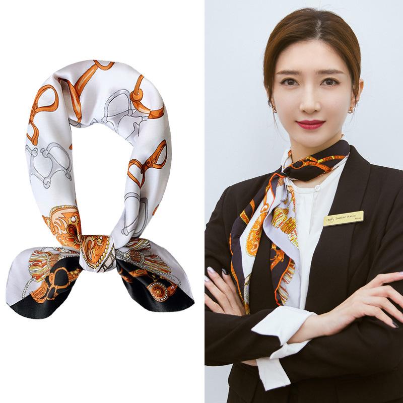 Seidenschal Damen Herbst und Winter Senior-Gefühl High-End Damen Winter vielseitiger Schal orange neuer Schal kleines quadratisches Tuch