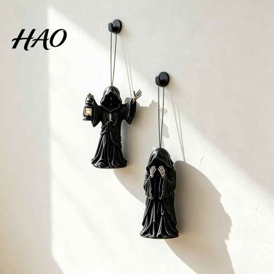 Countdown Calendar for Halloween Grim Reaper Advent 2026, 24-Day with 24 Spooky Desktop Decorations Pcs Mini 2D Flat Black Robed Figures Kids, Adults