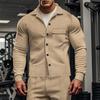 Herren Twill Revers Langarm Jacke Einreihig Einfarbig Schlank Jacke Twill Hose Anzug