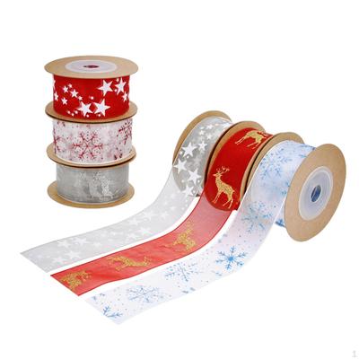 6 Stück Weihnachtsbänder Weihnachten DIY Breite 2,5 cm Geschenkverpackung Schneeflocke Sterne Elch für