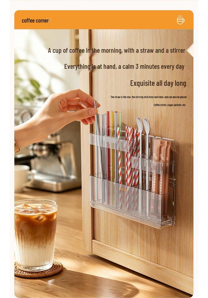 Transparent Wall-Mounted Holder: Organizer for Straws, Chopsticks, Pens, Remote Controls, and More