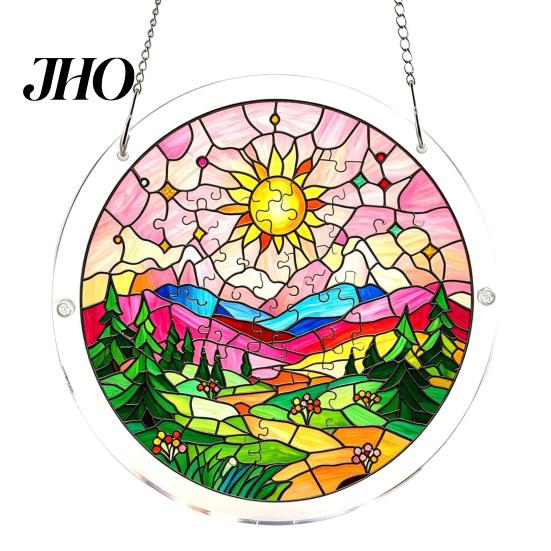 Acrylic Puzzle Sun Catcher with Colorful Light Projection, DIY Window Hanging Decor Rainbow Projection for Garden Patio Living Room, UV Printed