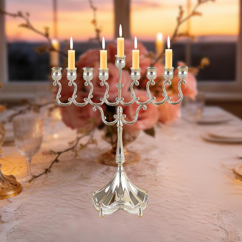 9 Branch Menorah Candle Holder for Hanukkah, Ideal Birthday Parties And Weddings.