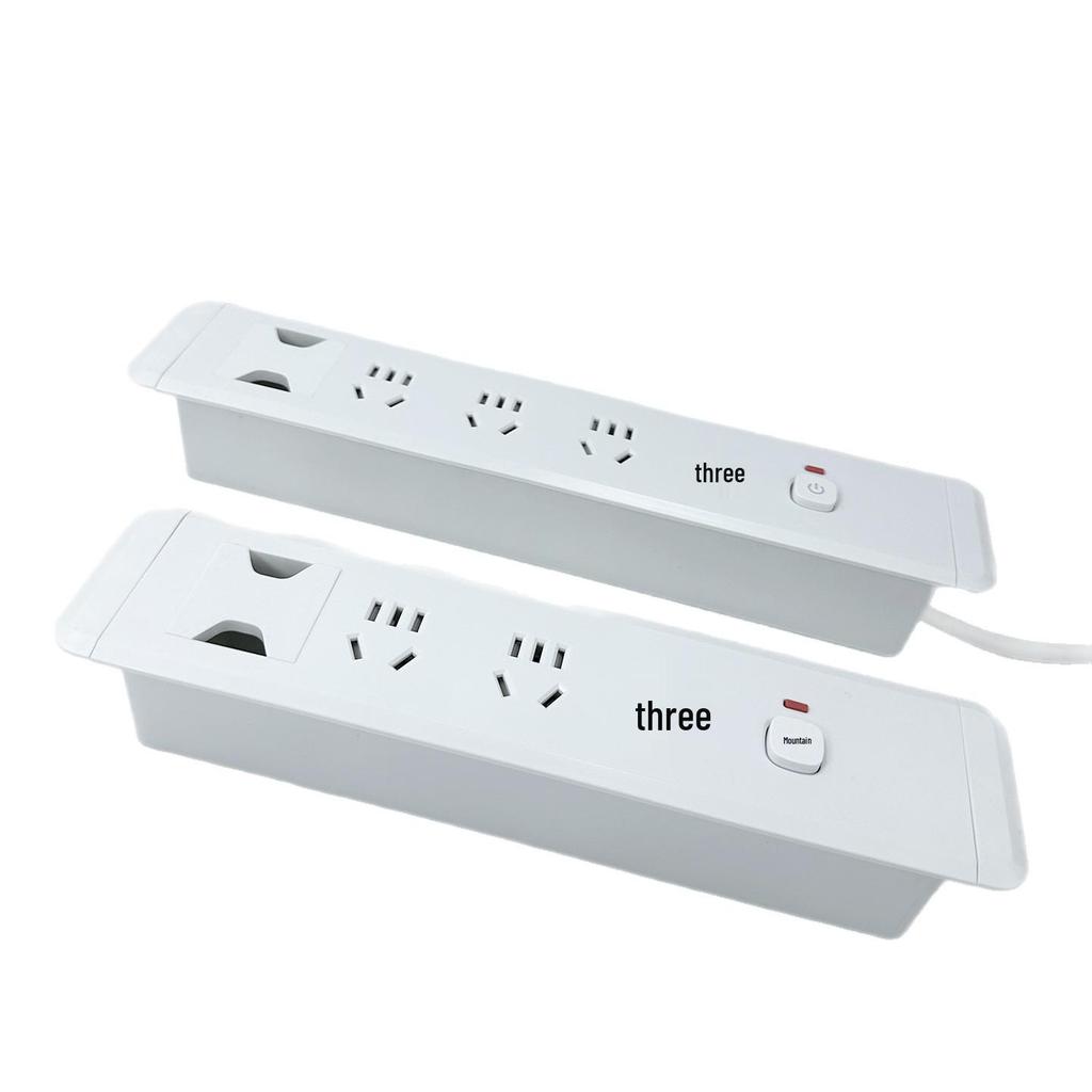 Einbau-Doppelseitige USB-Steckdosenleiste mit Kabeldurchführung für Büro-Schreibtische