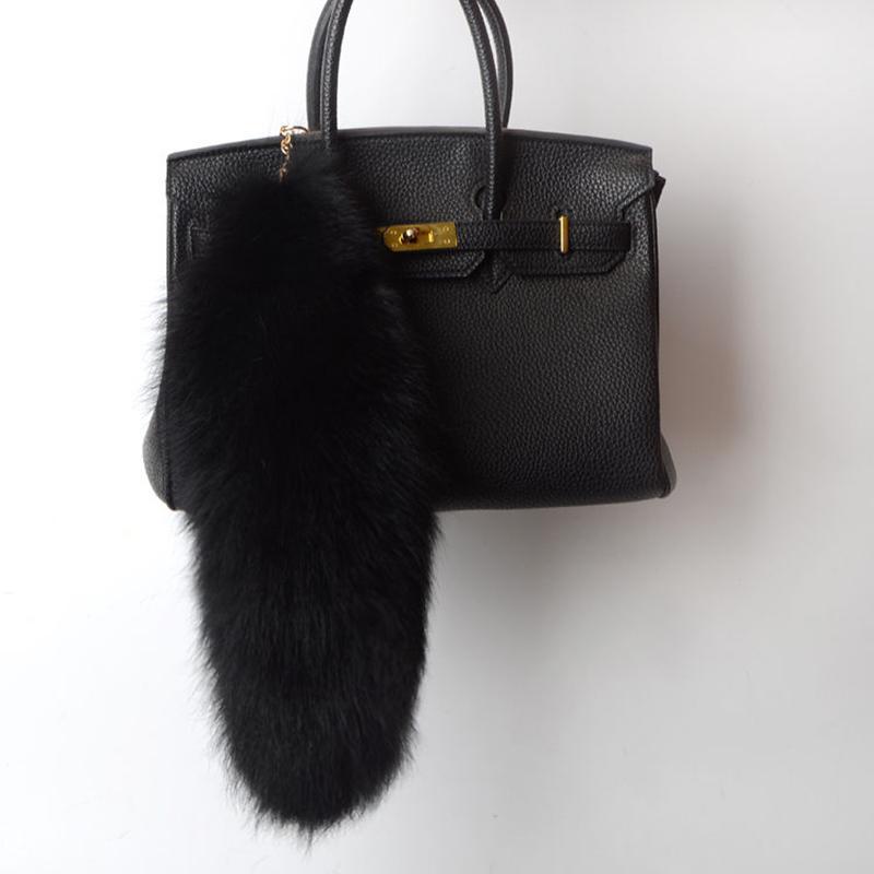 40Cm Real Fox Fur Tail Large Long Natural Fur Tail Keychain Pendant Cosplay Tail Cute Wolf Fox Tail Fur Car Keychains For Women