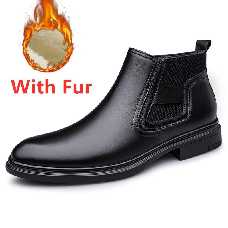 

Fashion British Style Autumn Winter Boots Lace Up Design Male High Top Footwear Genuine Leather Short Boots High Quality Chelsea Botas 37