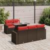 VidaXL Garden Lounge Set with Cushions 6pcs Brown Wicker Acacia, Outdoor Sofa Set, Garden Furniture 3326255