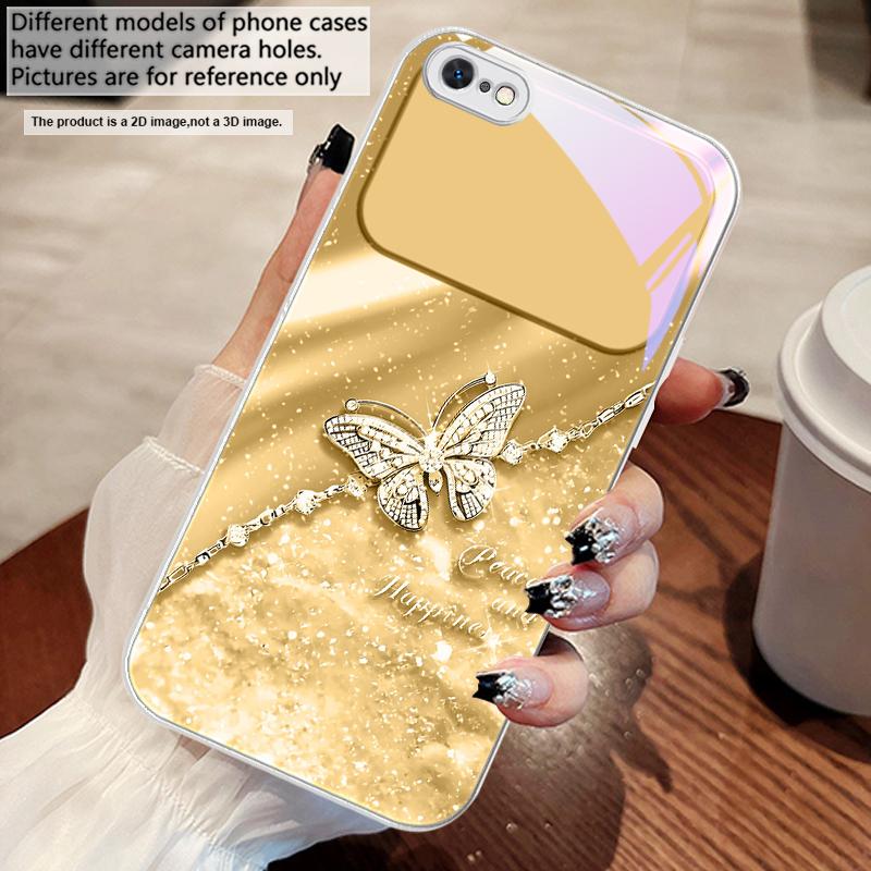 Elegantní modrý motýl Pro iPhone 17 Air 16 E 15 14 13 Plus 12 mini 11 17 Pro Max XR Xs Max 16E 7 8 Tvrzené sklo Kryt na telefon