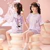 Girls Pajama Set Short Sleeve Ice Silk Sleepwear Kids 8 Years Comfortable Cartoon Print Home Wear