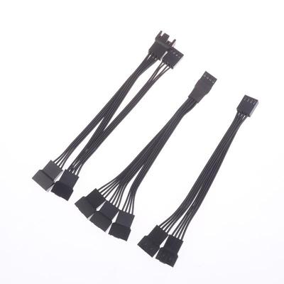 4Pin PWM Fan Cable 1 To 2/3 Ways Splitter Black Sleeved Extension Cable Connector Pwm Extension Cables