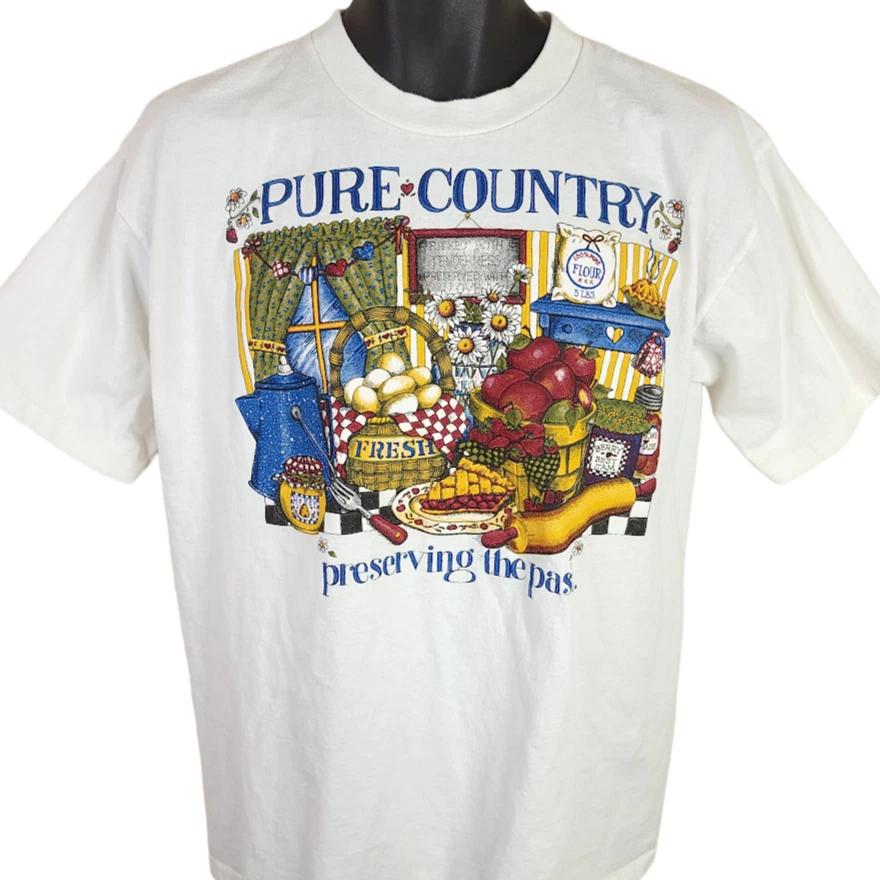 

Vintage Pure Country 100% Cotton T-shirt Mens Tees Top Mens Size Medium 90s Preserving The Past GrannyCore S