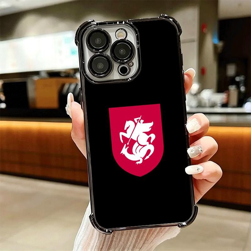 Georgia Passport Flag Plating Phone Case For Iphone 16 17 Pro Max Air 16E 14 15 Plus 12 13 Mini Anti-Fall Airabag Cover