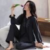 Women's pajamas pure cotton comfortable and simple thin spring and autumn cotton long-sleeved trousers cardigan loungewear can be worn outside set