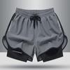 Men Beach Shorts Loose Double Layers Quick Dry Conservative Breathable Swimming Elastic Waist Plus Size Solid Color Swimming Trunks Water Sports