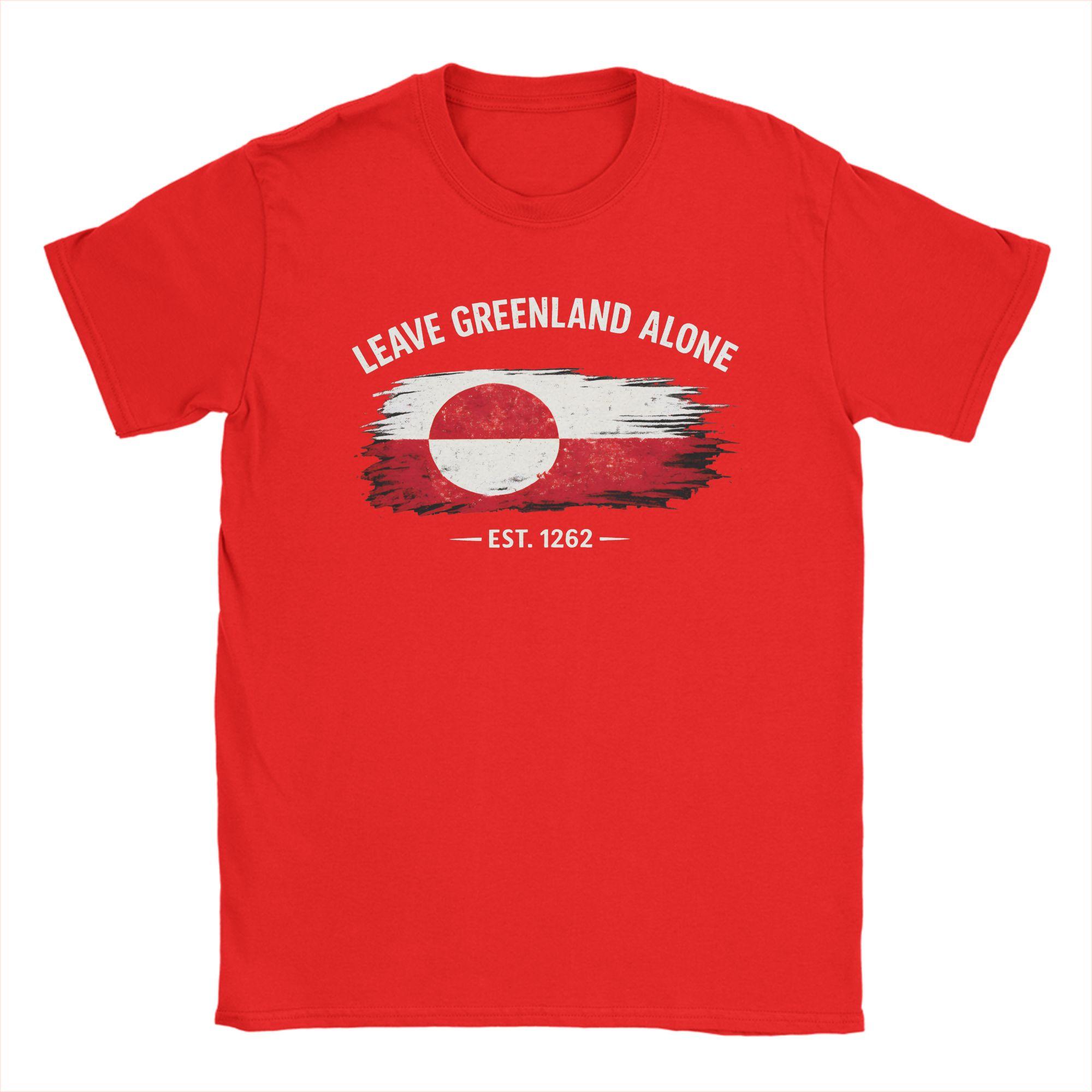 Leave Greenland Alone TShirts for Men Novelty Cotton Tees Crewneck Short Sleeve T Shirts Summer Tops S