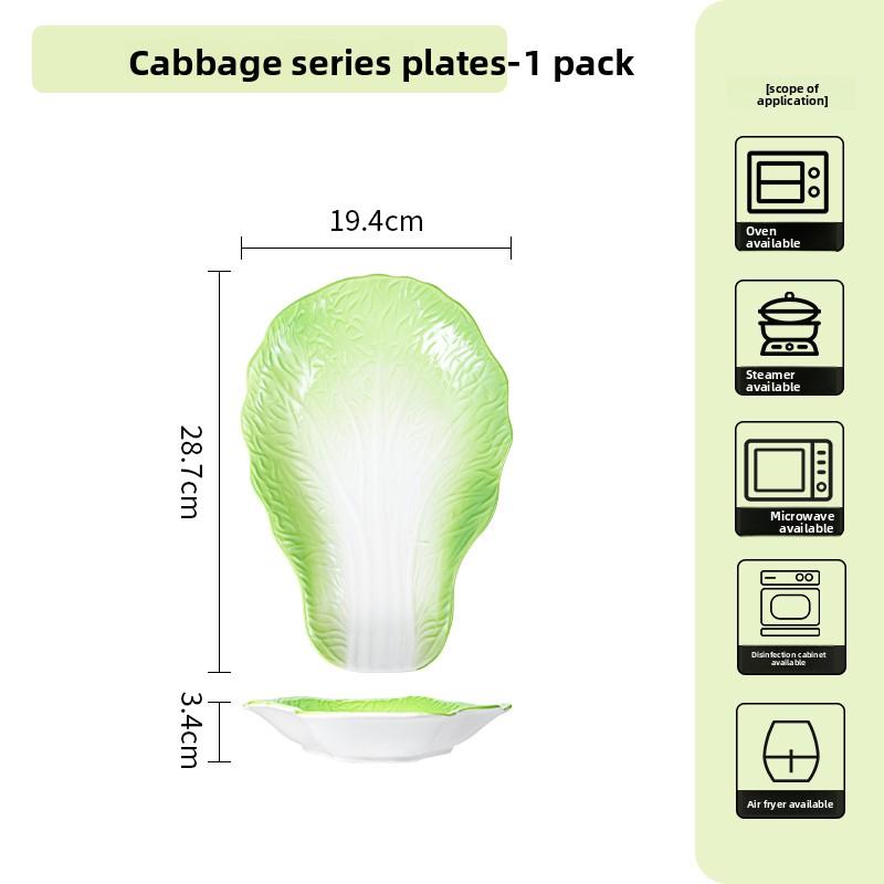 1pcs Creative Ceramic Plate Snack Fruit Plate Rural Style Cute Cabbage Shaped Underglaze Color Snack Dish