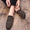 New Men's Charm Rhinestone Half Slippers Black Gold Shoes Male Casual Mules Moccasins Breathable Loafers Zapatos Hombre