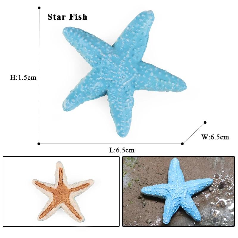 Oenux Ocean Starfish Sea Anemone Coral Jellyfish Squid Shrimp Crab Shark Animals Model Action Figures PVC Miniature Kid Toy Gift