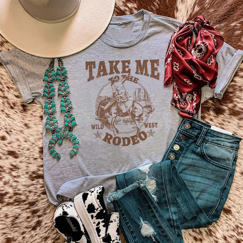 Cowboy Rodeo Graphic Printed Women Vintage Country Music Funny Western Tshirts FeUnisex Retro Casual Short Sleeve TShirt Clothing