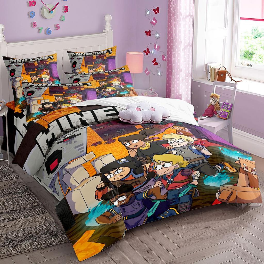 Anime Bedding Set My World Duvet Cover My World Monster Hunters Quilt cover Pillowcases Bedclothes Children's Kids Adult