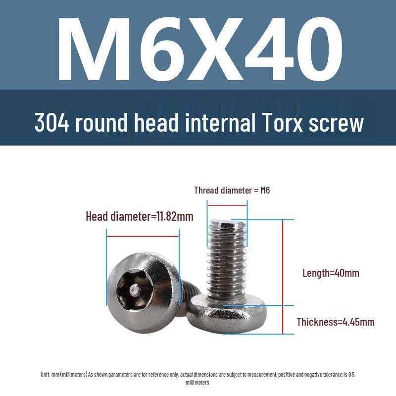 Șuruburi Yigu Antifurt Torx cu Pin Cap Rotund M3-M6 Oțel Inoxidabil