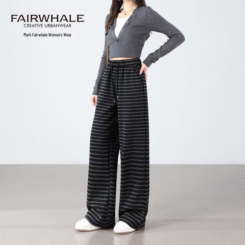 Mark Fairwhale Women s High-Waist Striped Wide-Leg Lyocell Tencel Pants L