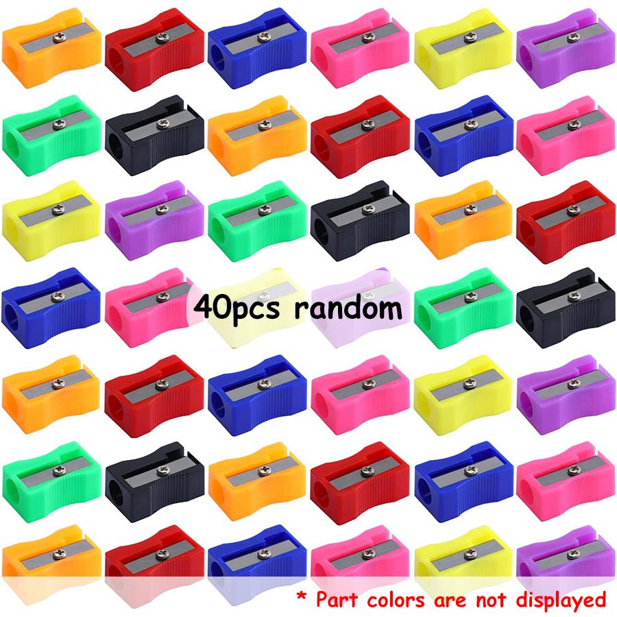 40/80pcs 2.5cm Colorful Pencil Sharpener Assorted Colors Curved Anti-slip Design Portable Pencil Sharpener for School Office Su
