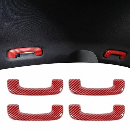Red Carbon Roof Grab Handle Decor Cover Trim for Dodge Charger 2011+ Accessories