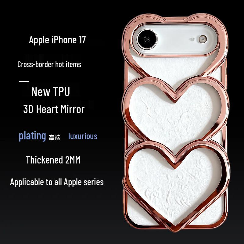 

Electroplated Silver Hearts iPhone 17 Pro Max Case - Trendy, Durable, and Sweet for Girls iPhone 16 Pro Max